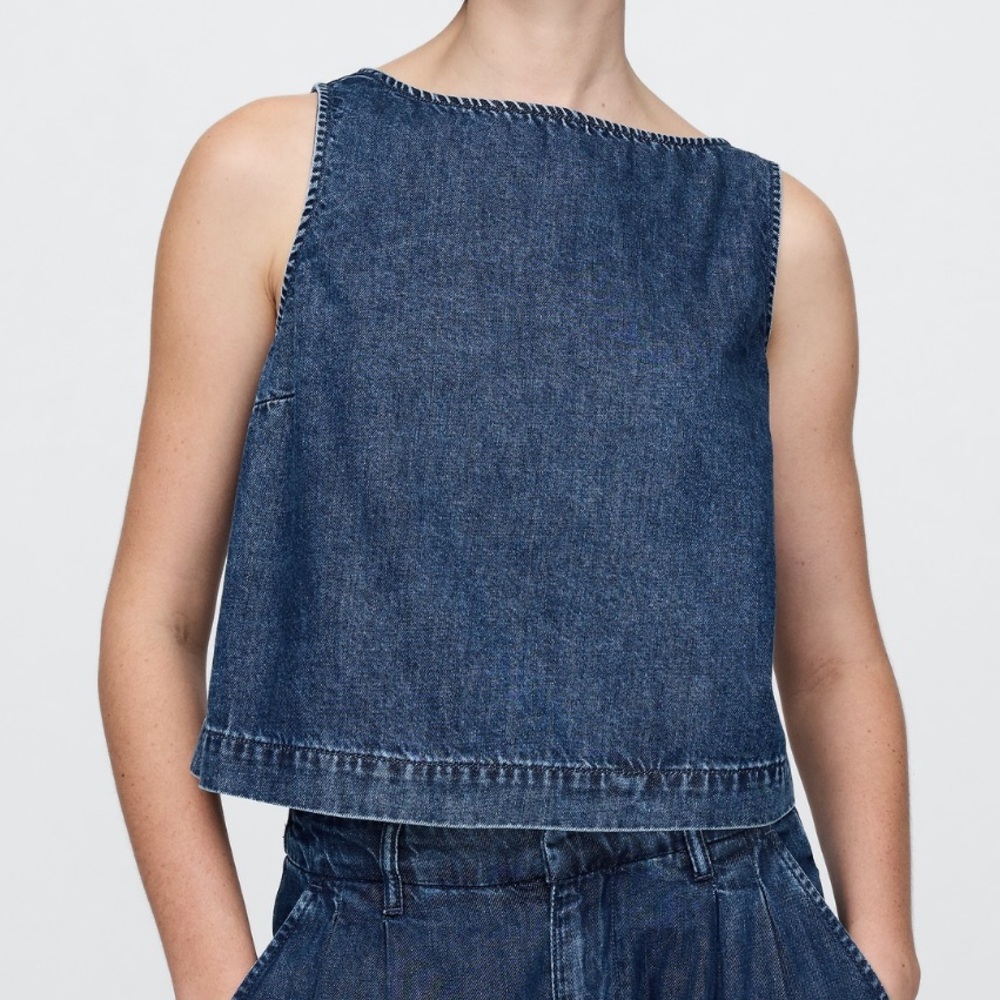 Gap UltraSoft Denim Crop Shell Tank